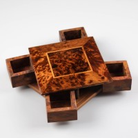 Square Wooden Jewelry Box Made of Moroccan Thuya Wood   142886158502
